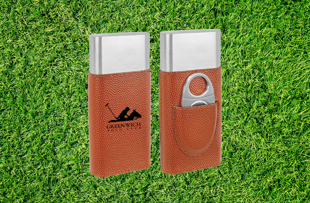 CIGAR  Stainless Steel and Leatherette Travel Cigar Case and Cutter