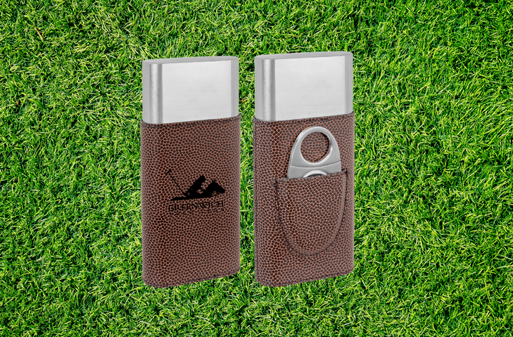 CIGAR  Stainless Steel and Leatherette Travel Cigar Case and Cutter